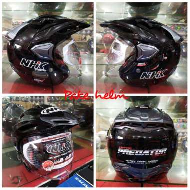 HELM NHK PREDATOR CRYPTON HITAM KILAT DOUBLE VISOR HALF FACE L BLACK