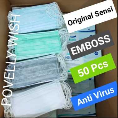 Sensi Masker EARLOOP DOUBLE FILTER 4 PLY Original 50 Pcs BIRU