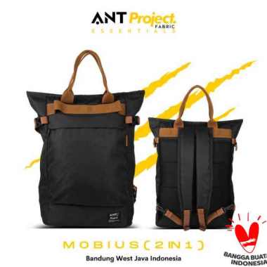 ANT PROJECT - Ransel Pria MOBIUS 2 in 1 - Hitam - Tote Bag