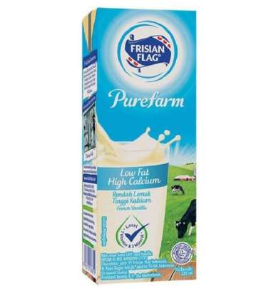 Promo Harga Frisian Flag Susu UHT Purefarm Low Fat French Vanilla 225 ml - Blibli