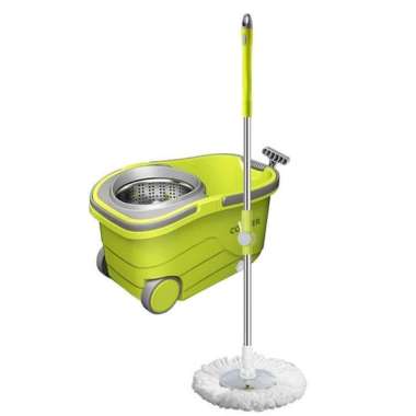 COOGER Alat Pel dengan Ember 2 Sekat Pencuci Pengering Otomatis Hijau