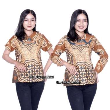 Atasan Batik Wanita Berkerah Model Korea Blouse Batik LENGAN PANJANG 5L