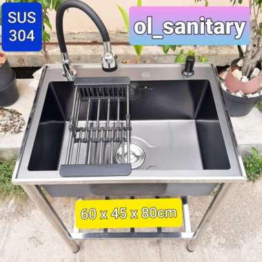 bak cuci piring kitchen sink set stainless sink portable sink hitam PORTABLE