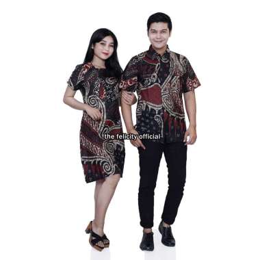 Couple Batik Dress Batik Wanita Kemeja Pria Batik Modern Motif Abstrak mulan PRIA 5L