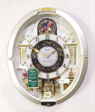 SEIKO QXM290S Christmas 12 Melodies in Motion Jam Dinding White