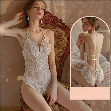 Babydoll Seksi Underwear Lace transparant Baju Tidur Dewasa Wanita hot Putih/B