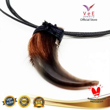 Vee Taring Kuku Sapi Asli Kalung Liontin Unisex Hitam/coklat tua