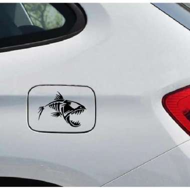 Sticker Mobil Cutting Vinyl Tutup Tangki Bensin Ikan Piranha Ganas Hitam