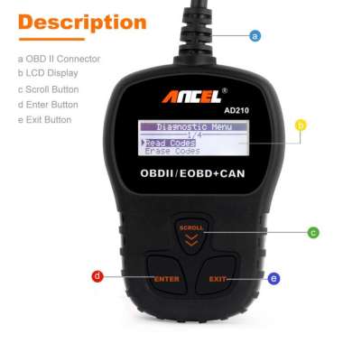 ANCEL AD210 OBD II Car Scan Tool Automotive Vehicle OBD2 Scanner hitam