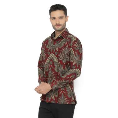 Jayabaya Batik Ananthaya Kemeja Batik Pria Lengan Panjang merah L