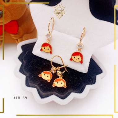 ANTING ANAK EMAS ASLI KADAR 300 DAN KADAR 375 ANTING PRINCESS FROZEN PUTRI ANNA CANTIK ATM 59 8K