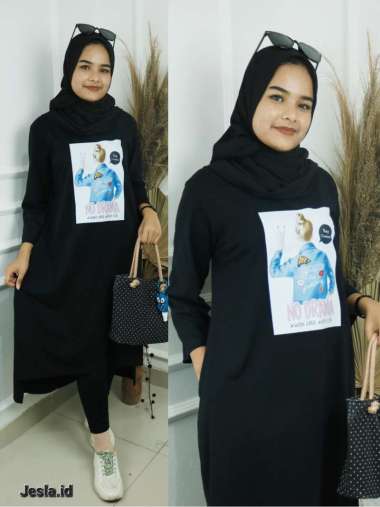 JESLA FASHION NO DRAMA MIDI DRESS BAHAN COMBED APLIKASI SABLON MIDI DRESS MUSLIM MDI DRESS JUMBO BAJ