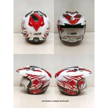 Helm Half Face JGR DEJAVU SOLID Varian Size L J-Wings White Red