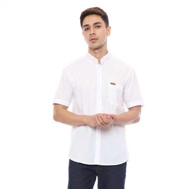 POSHBOY Basic Shirt Tokyo - Kemeja Formal Pria Lengan Pendek Polos White S-M