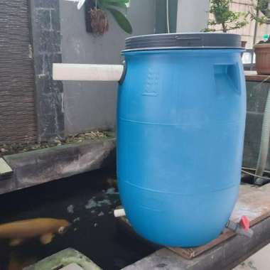 Tong filter biru D40 T65 paket lengkap isi media filter kolam ikan koi SIngle - Lengkap Media