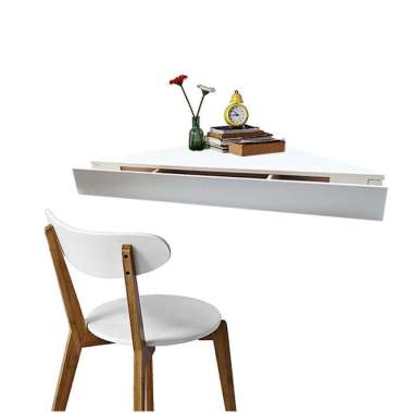 Rak/Meja Laci Sudut Minimalis Tempel Dinding Segitiga Sisi [50/50cm] Cokelat