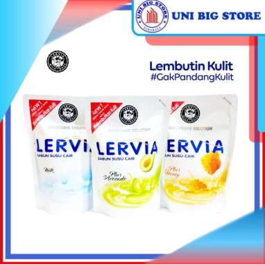 Lervia Sabun Susu Cair Honey Avocado Milk 400 ml Smoothing Solution Plus Avocado