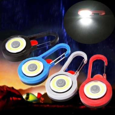 Gantungan Kunci Senter Lampu Mini Keychain Carabiner LED COB 3 Mode 6w Merah