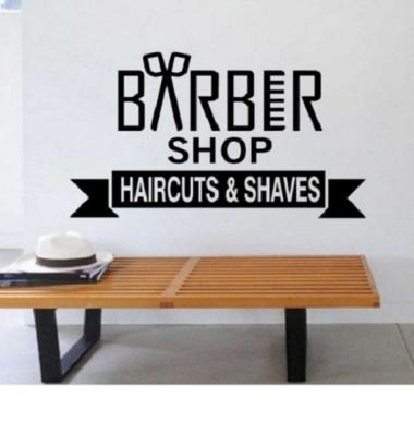 Stiker Dinding Kaca Wall Sticker Barbershop 148 Hitam