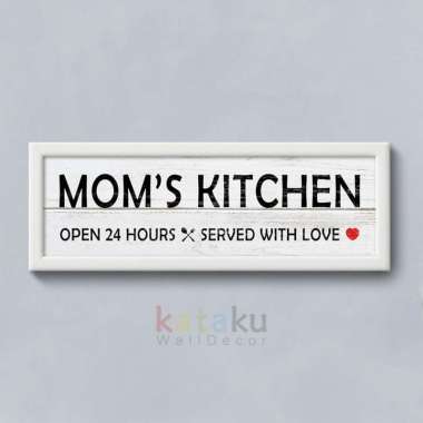Hiasan Dinding PictBox Mom's Kitchen Sign Dekorasi Dapur Ruang Makan - putih