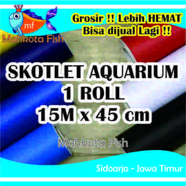 GROSIR 1 Roll (15 m x 45 cm) Stiker Aquarium PROMO! MURAH MERIAH | Skotlet Aquarium | Background Aquascape Biru Muda Doff (ROL)