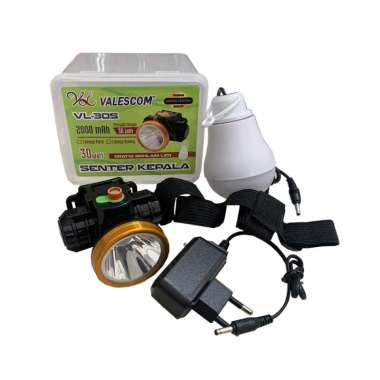 Senter Kepala Valescom 30W VL-30S Cahaya Putih / Kuning + Bohlam LED Cahaya Kuning