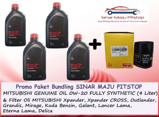 Paket Bundling Oli MITSUBISHI GENUINE OIL 0W-20 SN 4 Liter & Filter Oli Mobil MITSUBISHI XPANDER & M