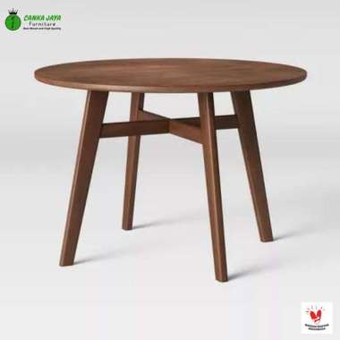 CANKA - Meja Makan Cafe Model Minimalis Bundar Modern Murah Kayu Jati