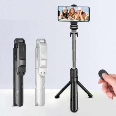 DOS TRIPOD BLUETOOTH SELFIE STICK LED FLASH WITH FILL LIGHT TRIPOD HITAM + LED
