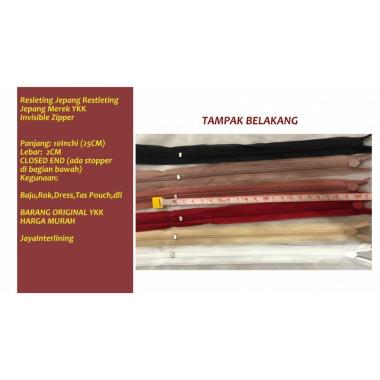 Resleting Jepang Restleting Jepang Merek YKK Invisible Zipper 25CM putih
