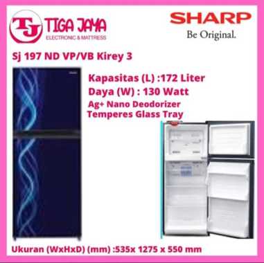 SHARP KULKAS 2 PINTU SJ-197 SJ197NDA LEMARI ES SHARP SJ 197NDA