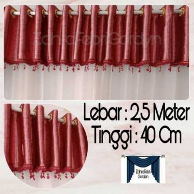 Poni Tirai Blackout Strip Merah (Tanpa Gorden) Merah