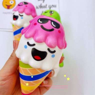 FUNNY FACE ICE CREAM SQUISHY squishi es krim cone besar jumbo lucu Hijau