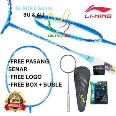RAKET LINING BADMINTON BULUTANGKIS LINING BLADE X SONAR BLUE ORIGINAL 3U + TAS