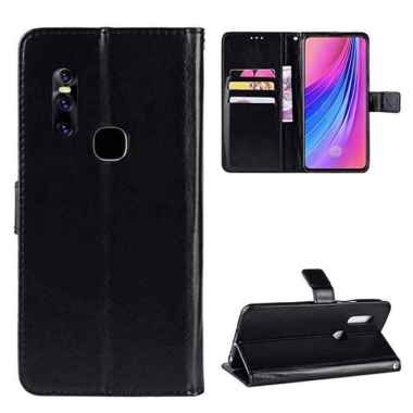 Vivo V15 VivoV15 Flip Wallet Dompet Leather Kulit Cover Case Casing Card Kartu - Hitam Vivo V15