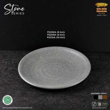 1 lusin piring bundar melamin stone series goldendragon abu abu P2209a