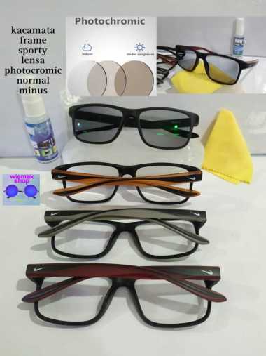 kacamata photocromic frame sporty lensa minusplus normal antiradiasi hitam merah