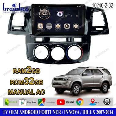 Brainbox TV Mobil OEM Fortuner Innova Hilux Android Headunit Tape Mobil Head Unit Manual AC 2GB + 32