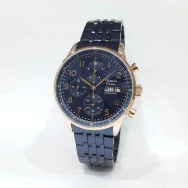 Alexandre Christie Box Set 6492MCB Jam Tangan Pria Stainless steel Blue Rose Gold