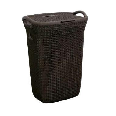 Keranjang Laundry Baju Kotor Motif Anyam OLB Laundry Basket Olymplast Coklat