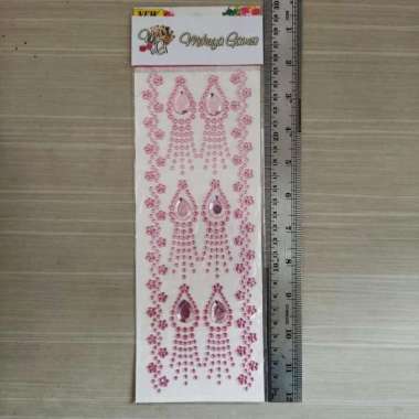 Sticker Flower Crystal Teardrop Mix Mote Payet Bunga Tempel Deco Case Merah Muda