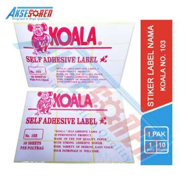 Stiker Label Nama Koala [No.103/10 Lembar] / Tempelan Lebel Buku Tulis Kertas / Label Sticker Nama U