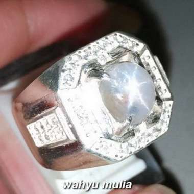 Batu Cincin Silky White Star Safir Putih ceylon Srilangka Asli (Kode 1212) Putih