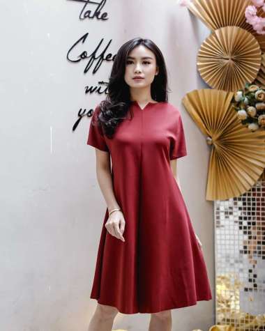 ELLIPSESINC Dress Pesta A Line Wanita / Mia Basic Dress XL MAROON