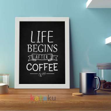 Hiasan Dinding Poster Kopi Wall Decor Coffee Quotes Dekorasi Cafe - putih