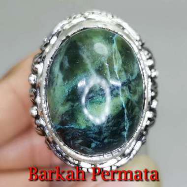 Cincin Batu Badar Besi Hijau Alami Asli n 2092 Hitam Hijau