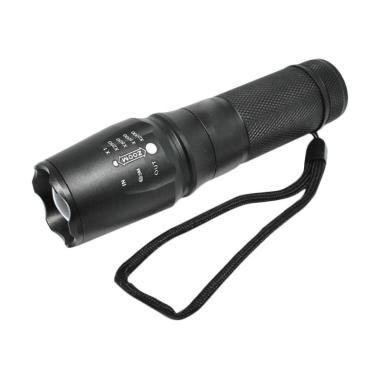Senter LED Flashlight Tactical Cree ... 650/3XAAA Battery - Black