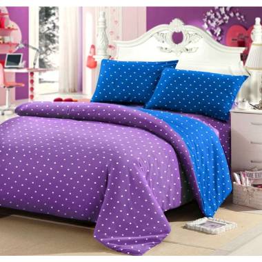 Jaxine Katun Polkadot Lilac Set Sprei - Biru