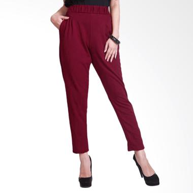 Celana waffle Panjang Wanita - Maroon