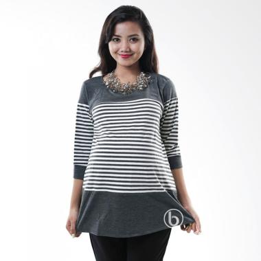 Mama Hamil Salur Kaos 3/4 Baju Hamil - Abu Tua Mama Hamil Salur Kaos 3/4 Baju Hamil - Abu Tua